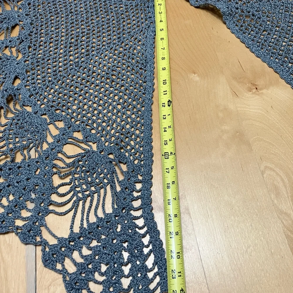 Chic Gray Crochet Women's Poncho Handmade one size Elegant NWOT One of‎ a kind